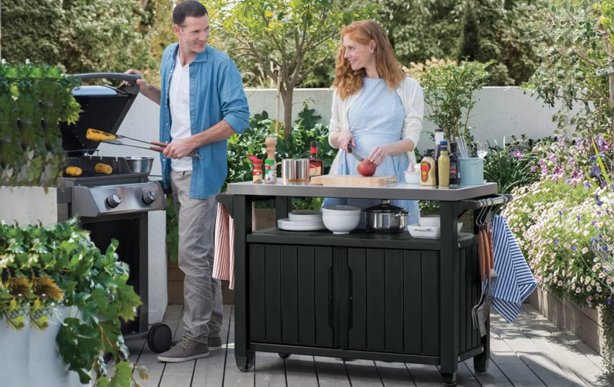 KETER Desserte barbecue gris UNITY XL - 207 litres - 134 x 51.7 x 89.6 cm