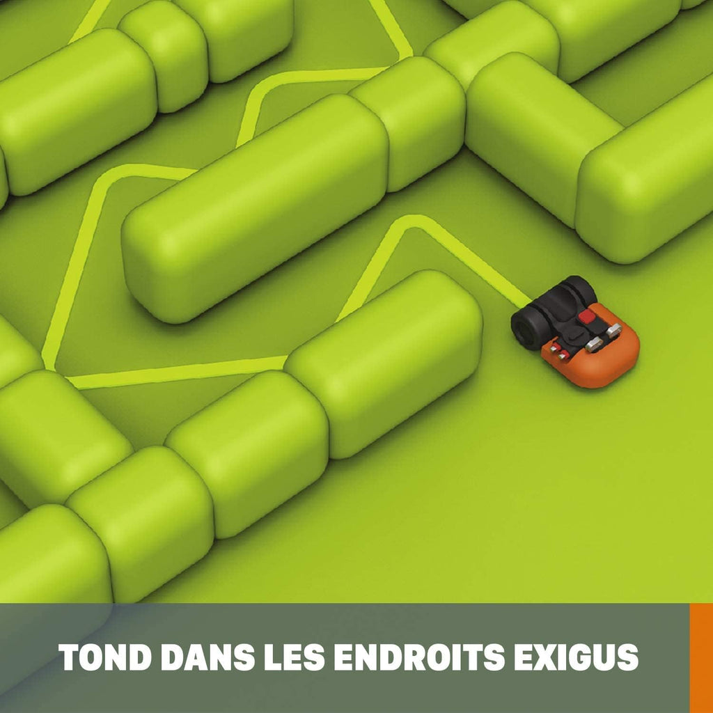WORX LANDROID Vision WR206E.1, Robot Tondeuse sans Fil périphérique 600 m2 Surf.Max 700 m2, Installation en 30 Min, Caméra 4K + IA Adaptative, évite Tous Les Obstacles, Coupe des Bordures, Multizone