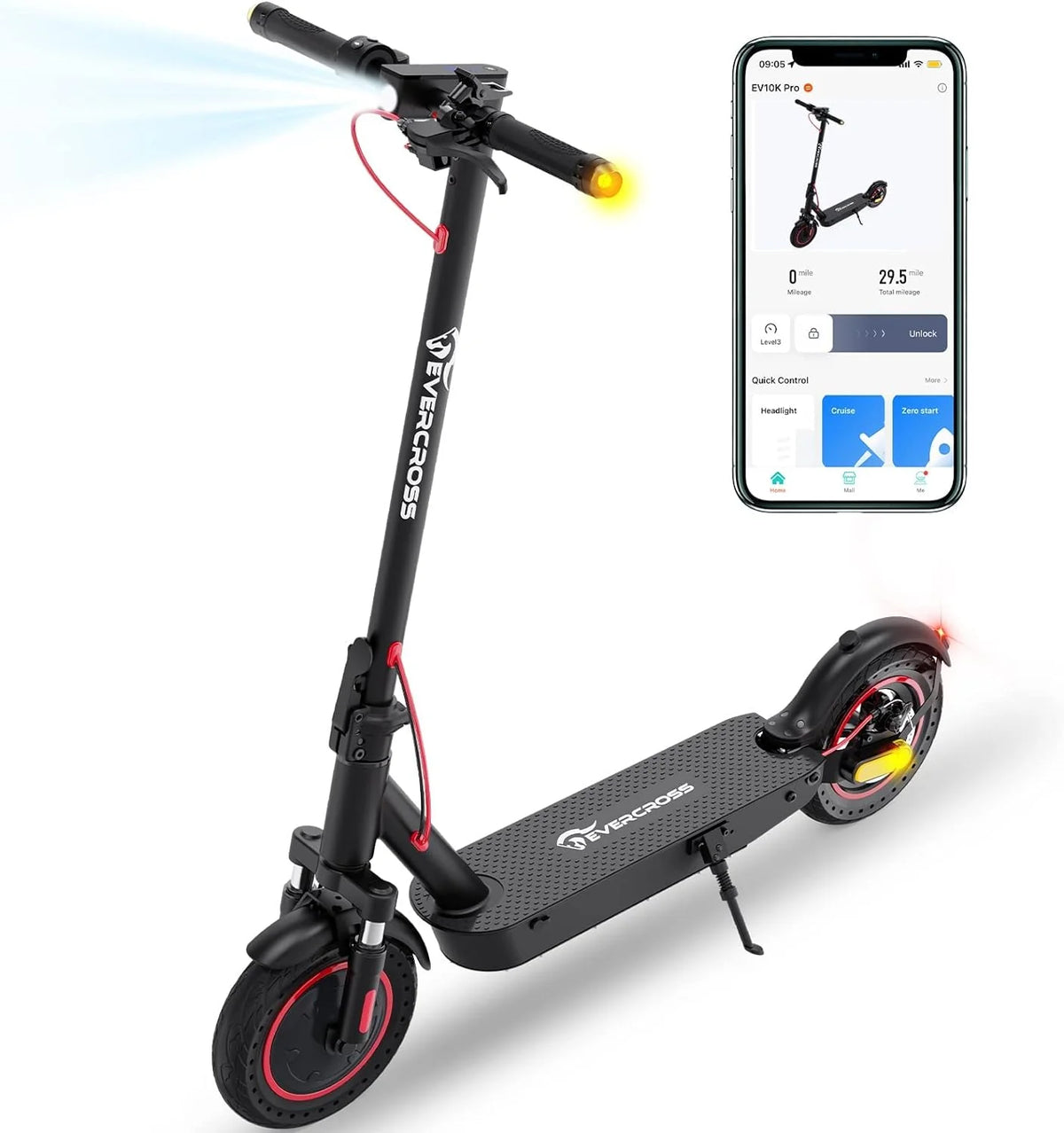 [EU Direct] EVERCROSS EV10K Pro Trottinette électrique Batterie 36V 11.4AH Moteurs 500W Pneus Pleins 10 pouces Autonomie maximale de 30-40KM Charge maximale de 150KG Trottinette pliable