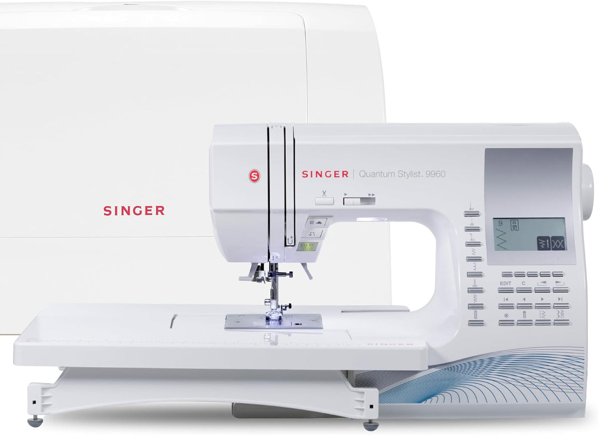 SINGER Quantum Stylist 9960 Computerized Portable Sewing Machine with 600-Stitches Electronic Auto Pilot Mode, Extension Table and Bonus Accessories, Perfect for Customizing Projects