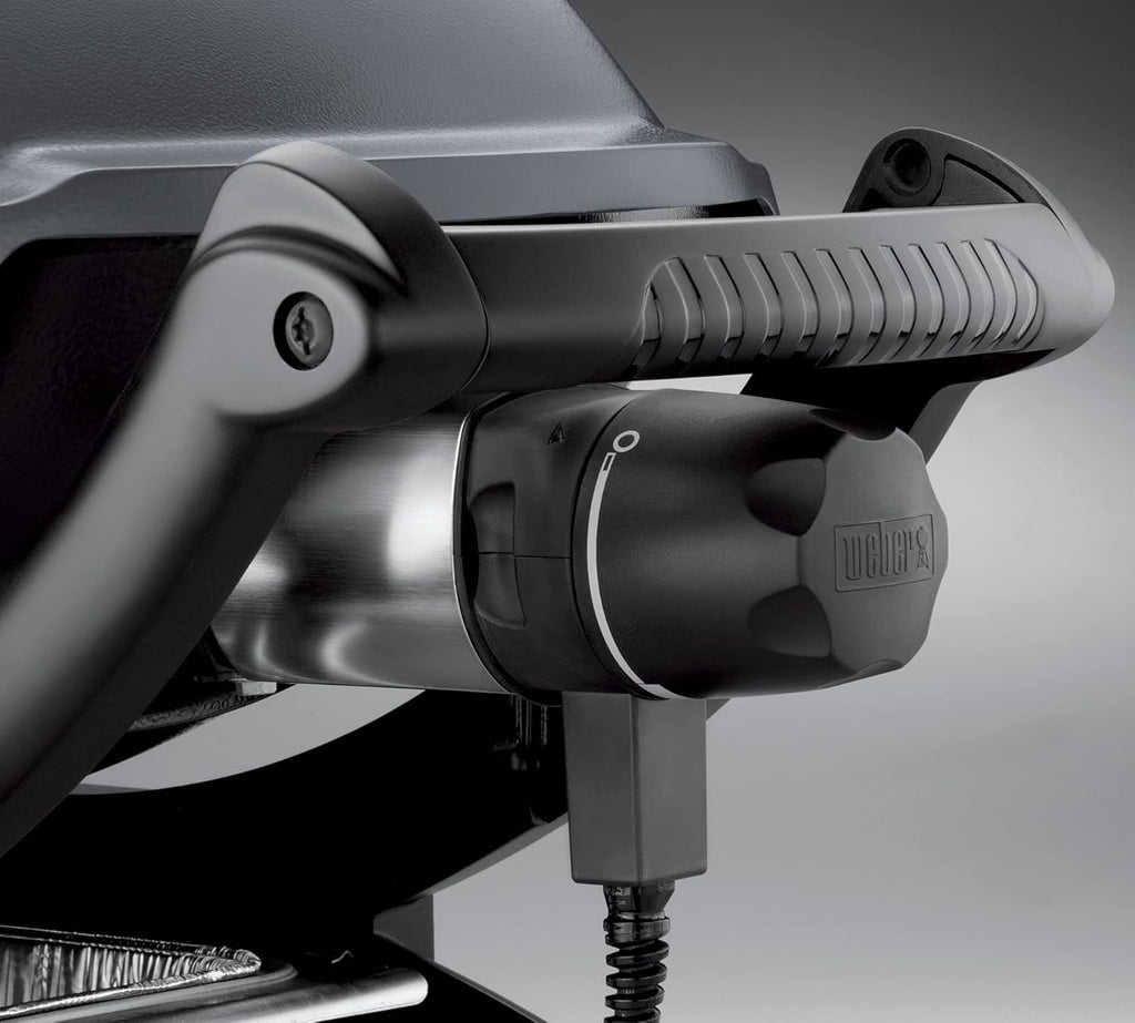 Weber Q1400 Barbecue électrique, surface de cuisson 43 x 32 cm, nomade, grille en fonte émaillée divisée en 2 parties, couvercle et cuve en fonte d'aluminium - Gris foncé (52020053)