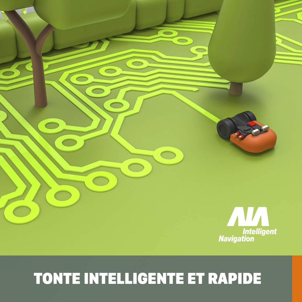 WORX LANDROID Vision WR206E.1, Robot Tondeuse sans Fil périphérique 600 m2 Surf.Max 700 m2, Installation en 30 Min, Caméra 4K + IA Adaptative, évite Tous Les Obstacles, Coupe des Bordures, Multizone
