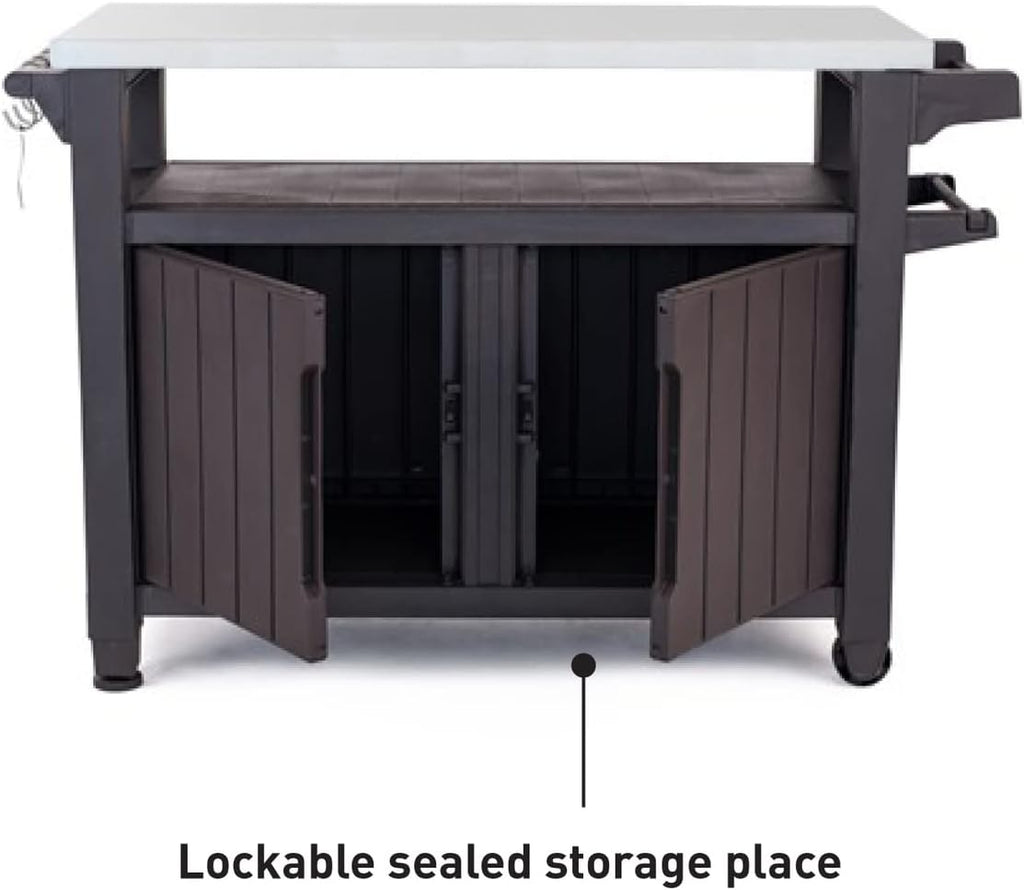 KETER Desserte barbecue gris UNITY XL - 207 litres - 134 x 51.7 x 89.6 cm