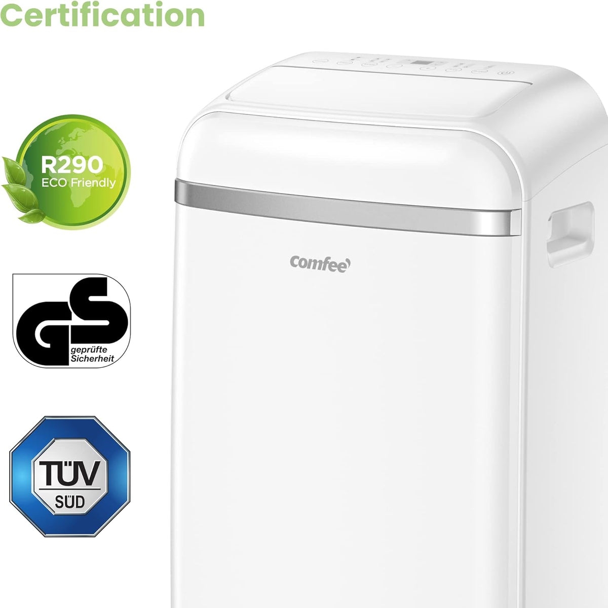 COMFEE' Climatiseur Mobile 9000 BTU/h 2,6kW, 3-EN-1 Refroidisseur Déshumidificateur Ventilateur, Fonction Follow me, Minuterie, Mode nuit, Pour salon et maison de 33©O/88m3, MPPH-09CRN7, R290