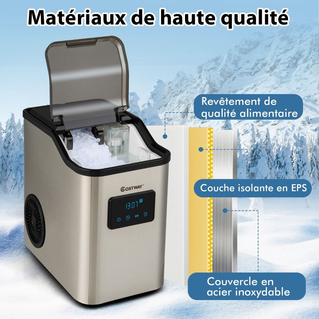 Machine à Gla?ons 24kg en 24h Panneau de Contr?le Tactile LED