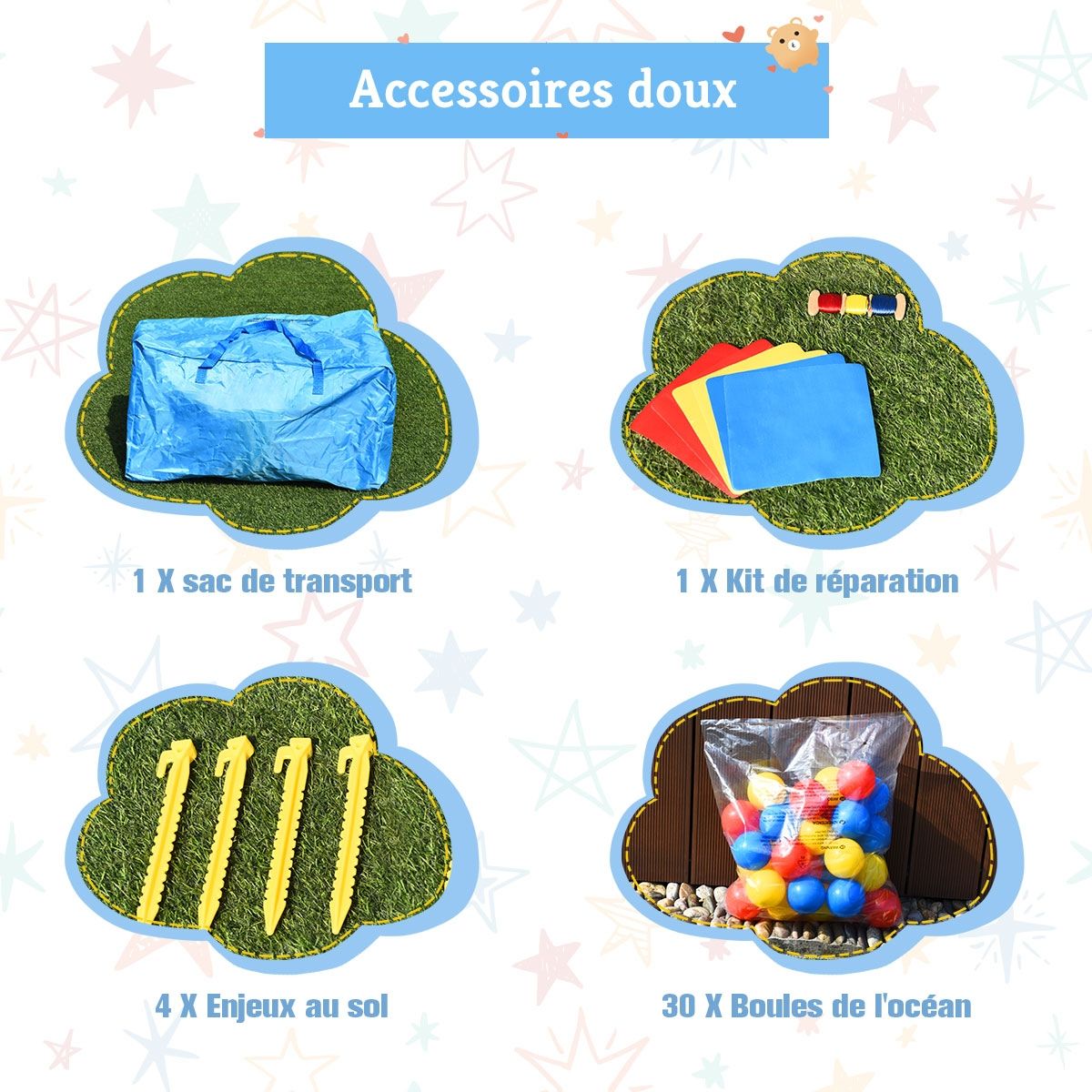 Chateau Gonflable 7 en 1 pour Enfant 3-10 Ans Toboggans Capacité 135kg en Tissu Oxford 356x289x233cm Multicolore