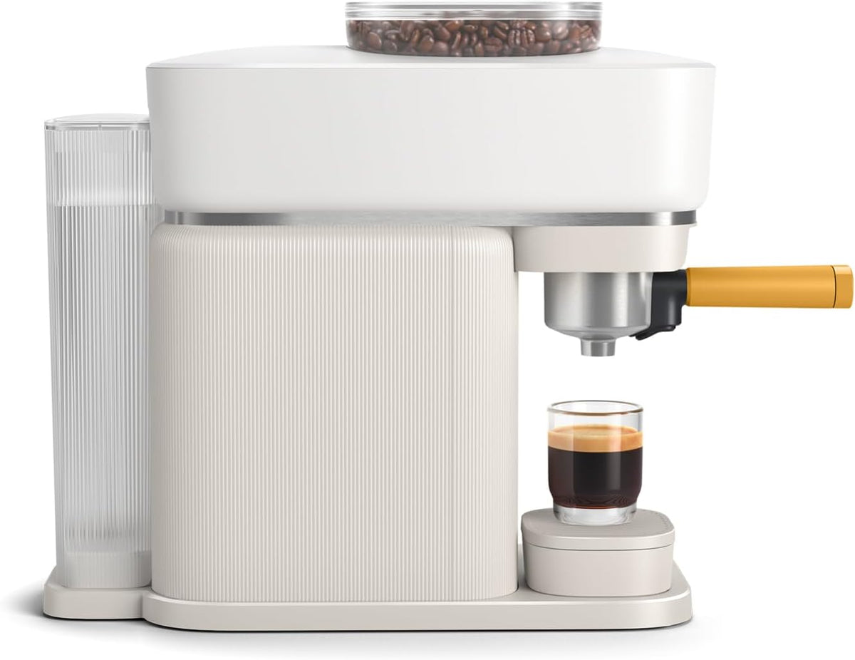 Philips Baristina Machine à expresso - Un véritable expresso, en toute simplicité - Compacte - 16 bars de pression - Broyeur intégré - Machine blanche avec porte-filtre blanc (BAR300/00)