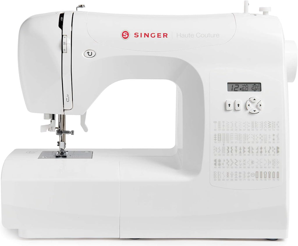 Singer Haute Couture F527C Machine à coudre électronique Professionnelle, 80 points, utilitaires, élastiques, décoratifs, Facile pour Débutants Electrique Portable, Maison