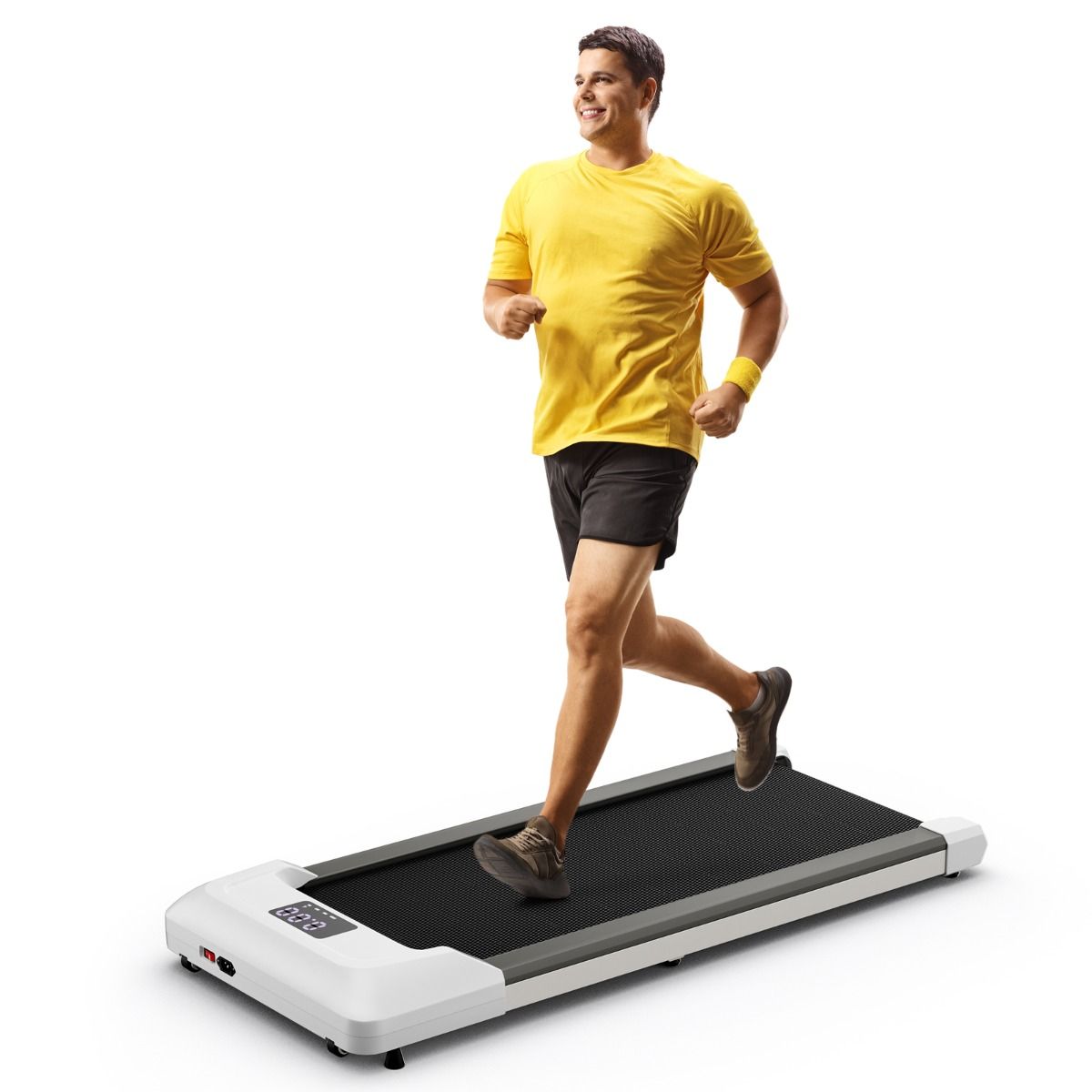 Tapis de Course Mince Tapis de Jogging avec Capacité de 120 Kg Télécommande et écran Led Inclinable à Roulettes Tapis de Course à Glisser Gris/Noir/Rose