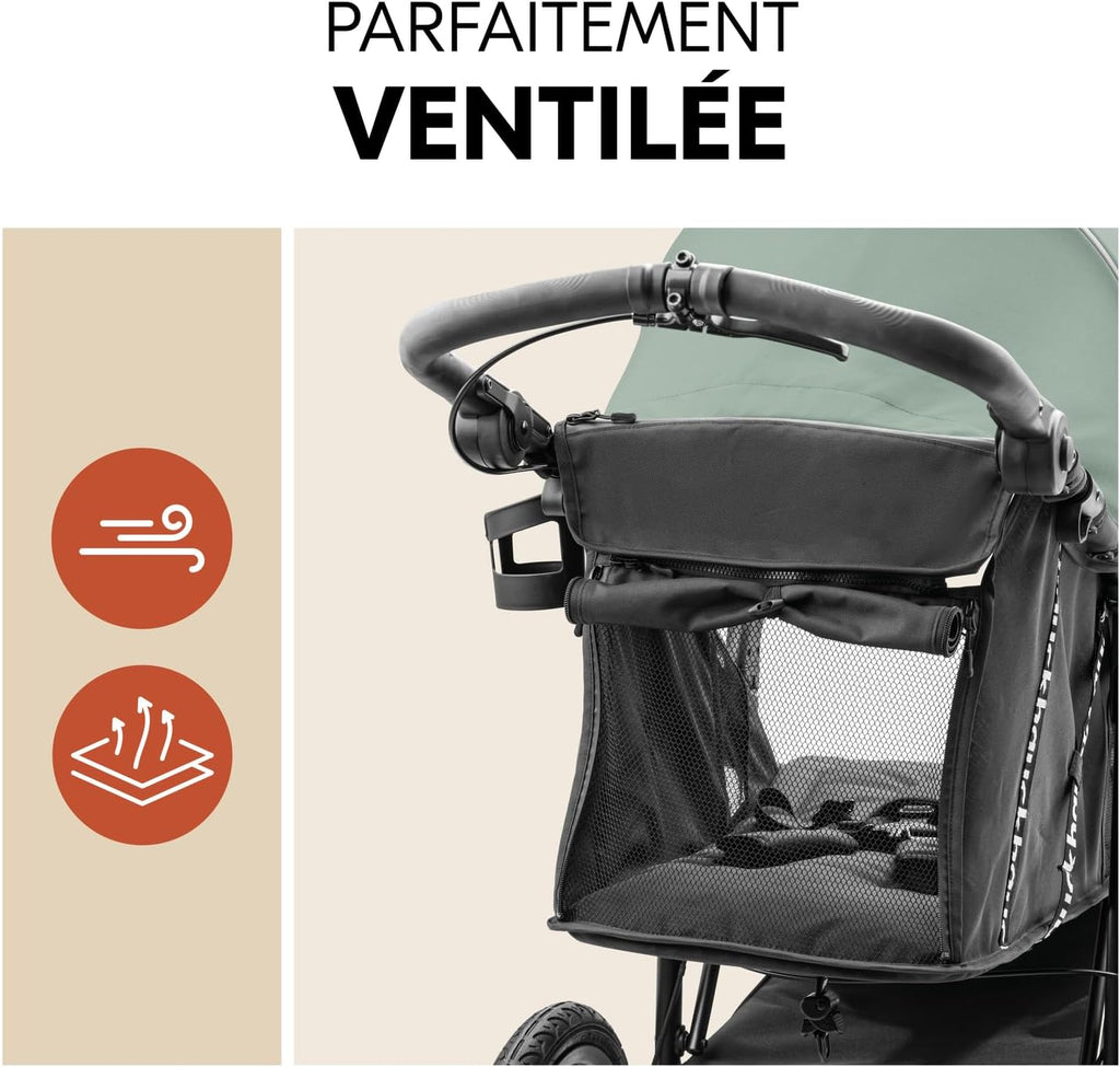 hauck Poussette 3 Roues Runner 3, Tout Terrain avec Roues XL Gonflables, Jusqu'à 22 kg, Frein à Main, Suspension, Canopy UPF 50+, Pliable, Panier, Position Allongée, Porte-Gobelet (Jungle Green)