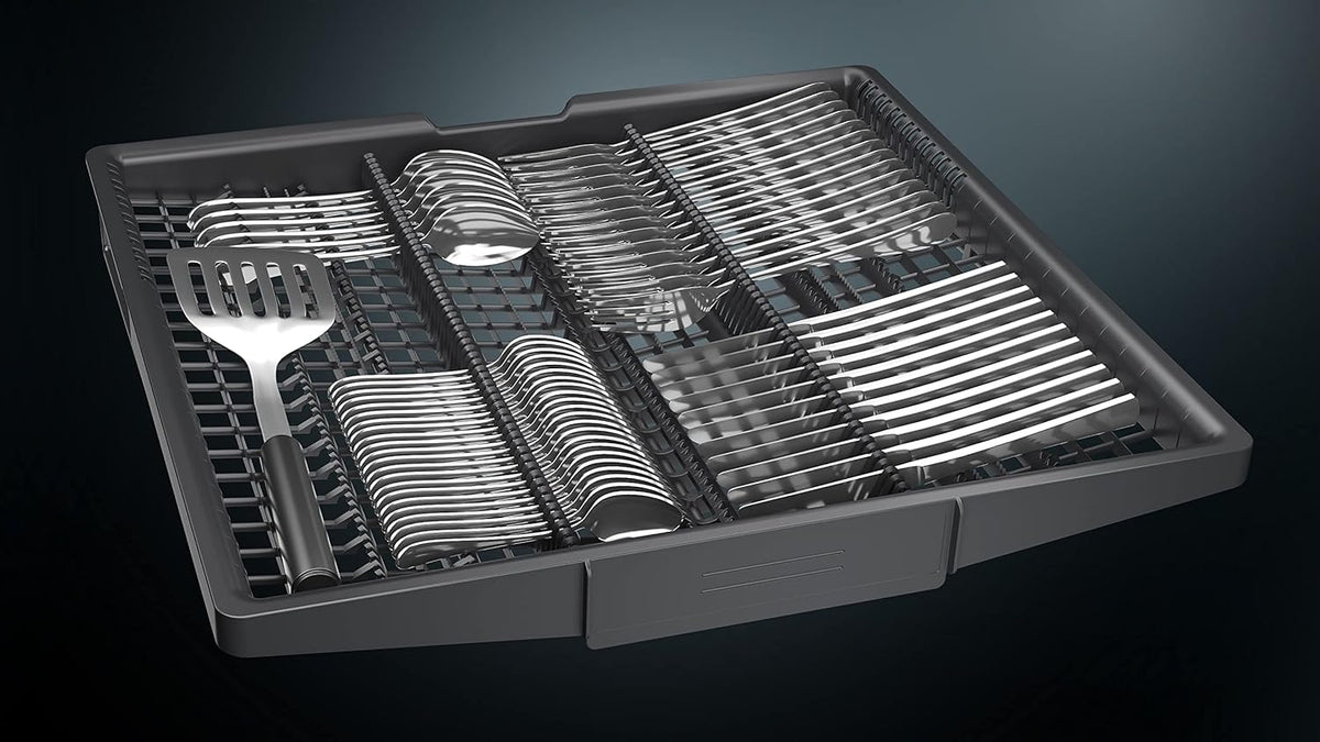 Siemens SN43ES14VE, iQ300 Lave-vaisselle intelligent, lave-vaisselle sous meuble avec tiroir à couverts, 60 cm, ouverture automatique de la porte grace à AutoOpen dry, particulièrement silencieux avec