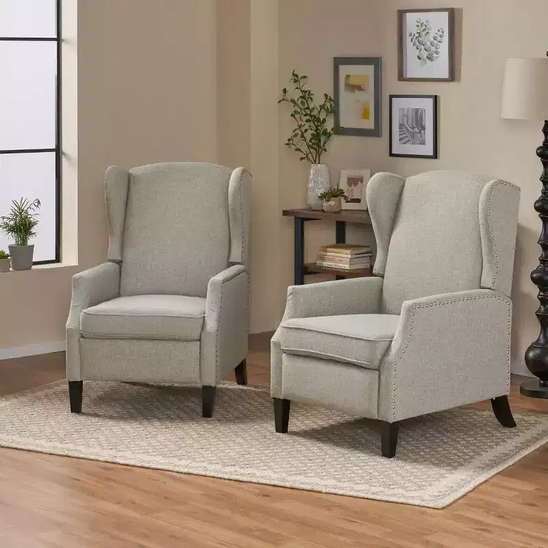 Set of 2 Wescott Contemporary Fabric Recliners - Christopher Knight Home