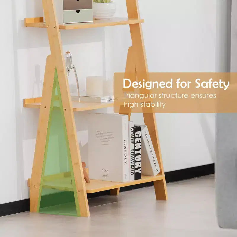 Costway 5-Tier Bamboo Ladder Shelf Bookshelf Display Storage Rack Flower Stand