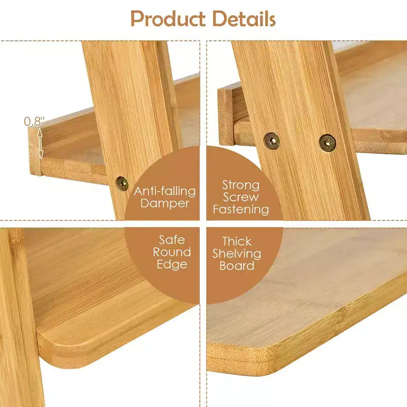 Costway 5-Tier Bamboo Ladder Shelf Bookshelf Display Storage Rack Flower Stand