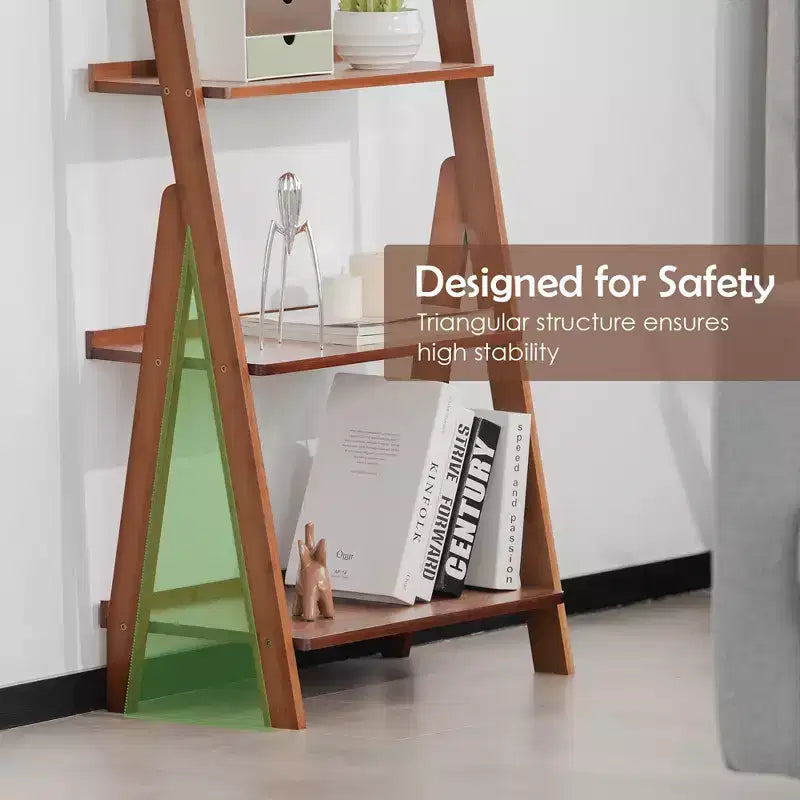 Costway 5-Tier Bamboo Ladder Shelf Bookshelf Display Storage Rack Flower Stand