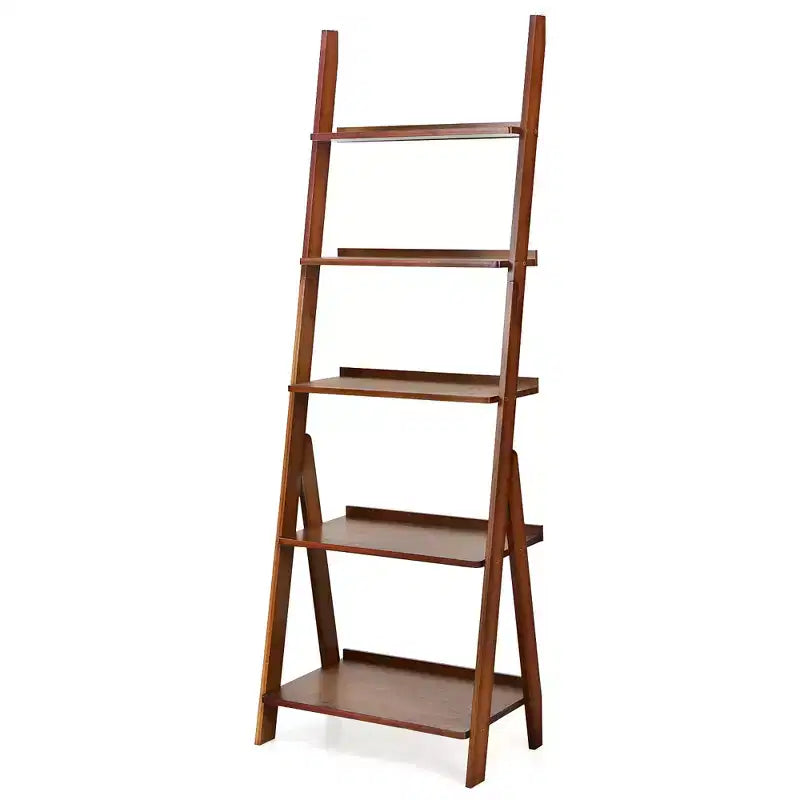 Costway 5-Tier Bamboo Ladder Shelf Bookshelf Display Storage Rack Flower Stand