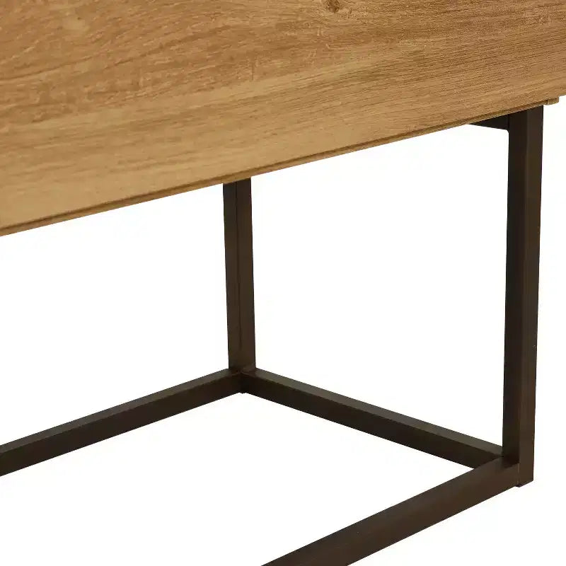 Sunnydaze Indoor Industrial-Style Sideboard Buffet Table - MDP with Powder-Coated Steel Frame - Brown