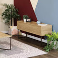 Sunnydaze Indoor Industrial-Style Sideboard Buffet Table - MDP with Powder-Coated Steel Frame - Brown