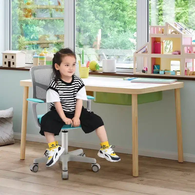 Costway Auto Lock Kids Mesh Chair with Armrests Height Adjustable 360-Degree Swivel Pink/Blue/Green/Purple/Grey