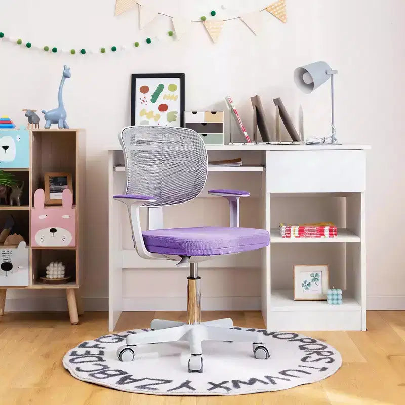 Costway Auto Lock Kids Mesh Chair with Armrests Height Adjustable 360-Degree Swivel Pink/Blue/Green/Purple/Grey