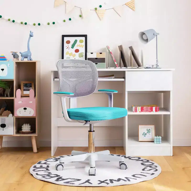 Costway Auto Lock Kids Mesh Chair with Armrests Height Adjustable 360-Degree Swivel Pink/Blue/Green/Purple/Grey
