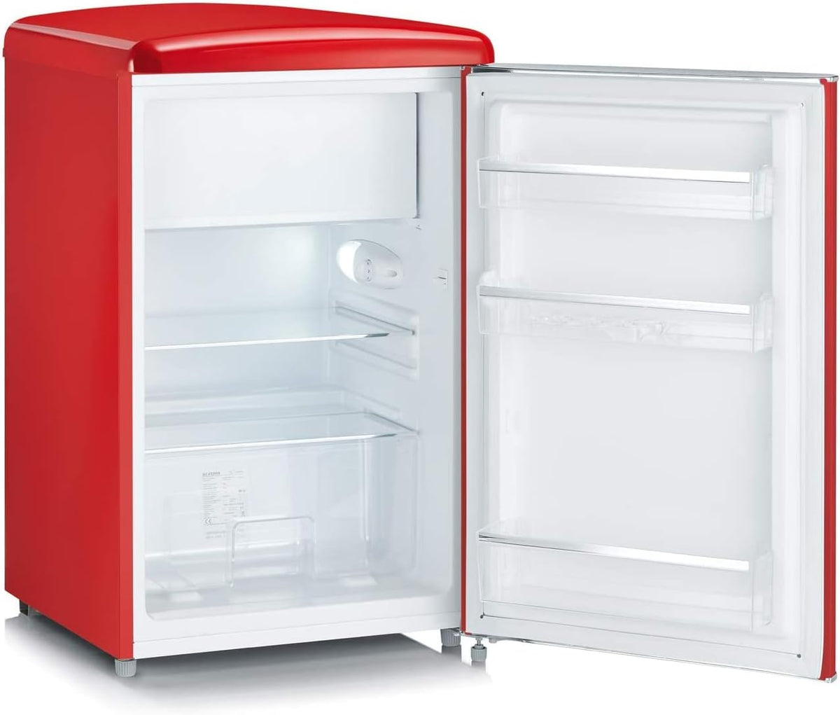 SEVERIN Réfrigérateur Congélateur, Pose libre, Longueur 55 cm, 108L, Classe D, 110 kWh/an, 37 dB, Look rétro, Crème, RKS 8833