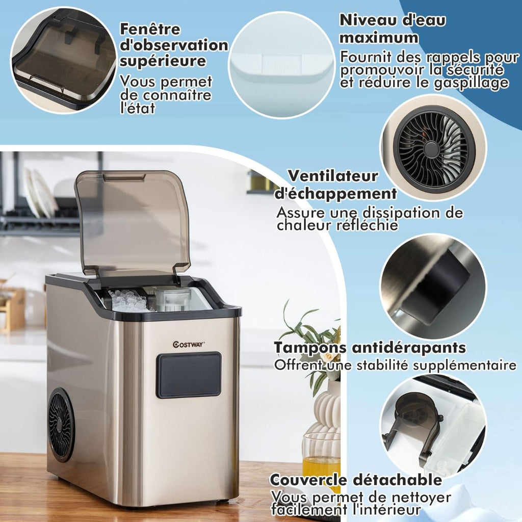 Machine à Gla?ons 24kg en 24h Panneau de Contr?le Tactile LED