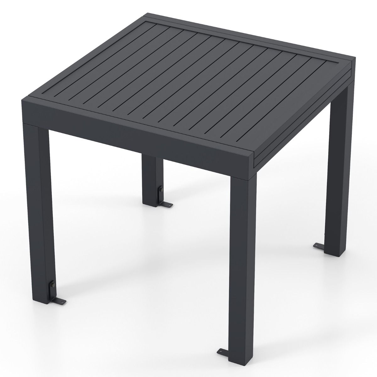 Table de Jardin Extensible en Aluminium Ajustable de 80 à 160 CM Table à Manger Extérieure Plateau à Lattes pour 4-6 Personnes Gris Foncé
