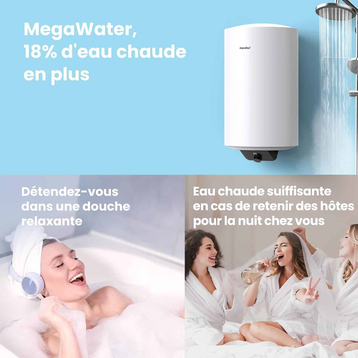COMFEE’ D80-15EFG | Chauffe-eau électrique Connecté 80L