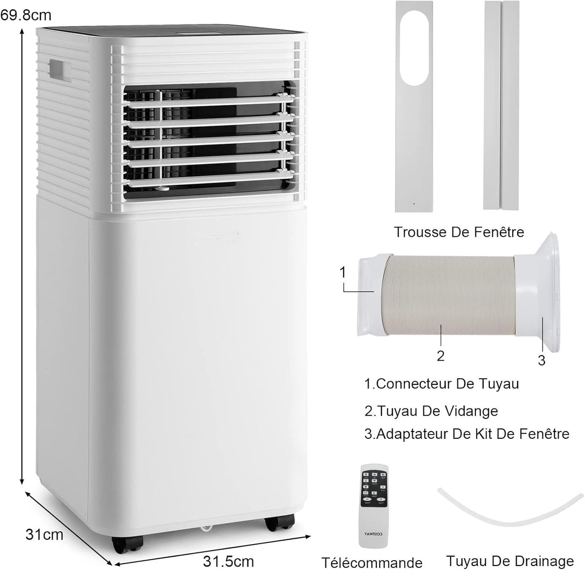 GOPLUS Climatiseur Mobile 9000BTU 2,6kW, Climatiseur 4 en 1 Fonction de Refroidissement, Déshumidification, Ventilation, Mode Nuit, Minuterie 24H, Contr?le Télécommande/écran, 20©O, Noir, R290