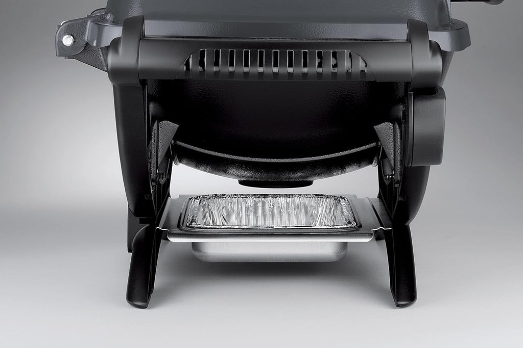 Weber Q1400 Barbecue électrique, surface de cuisson 43 x 32 cm, nomade, grille en fonte émaillée divisée en 2 parties, couvercle et cuve en fonte d'aluminium - Gris foncé (52020053)