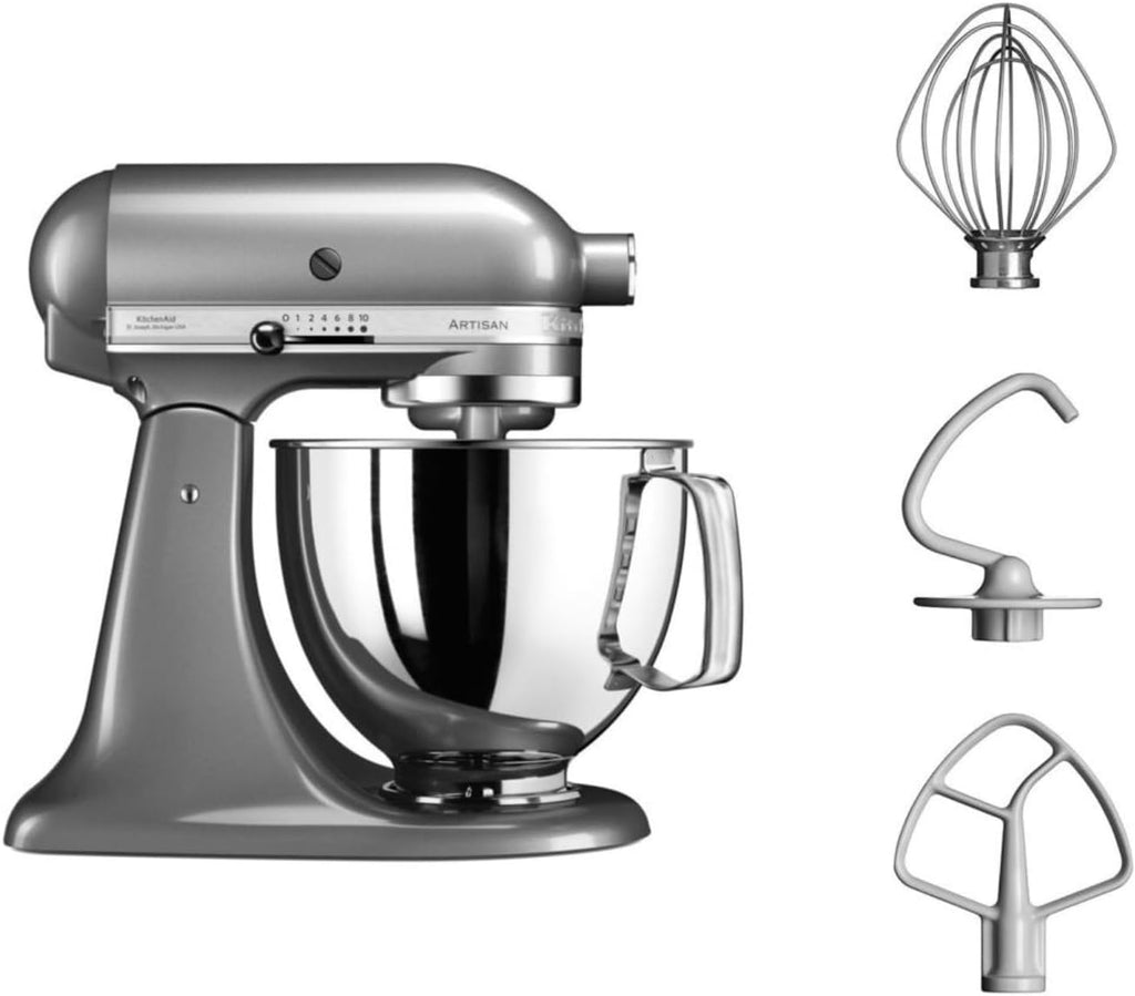 KitchenAid Robot Patissier I Artisan I Robot cuisine multifonctions à tête inclinable I Avec 4 accessoires I Bol de 4,8L | Crème