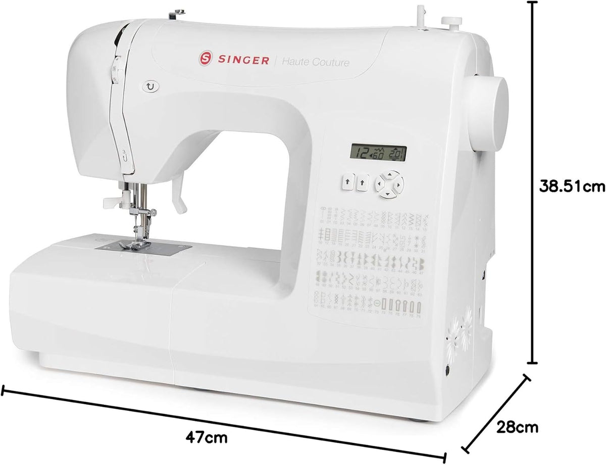 Singer Haute Couture F527C Machine à coudre électronique Professionnelle, 80 points, utilitaires, élastiques, décoratifs, Facile pour Débutants Electrique Portable, Maison