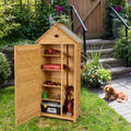Abri de Jardin Extérieur à 5 Etagères Cabane Verrouillable en Bois de Sapin Toit en T?le Galvanisée