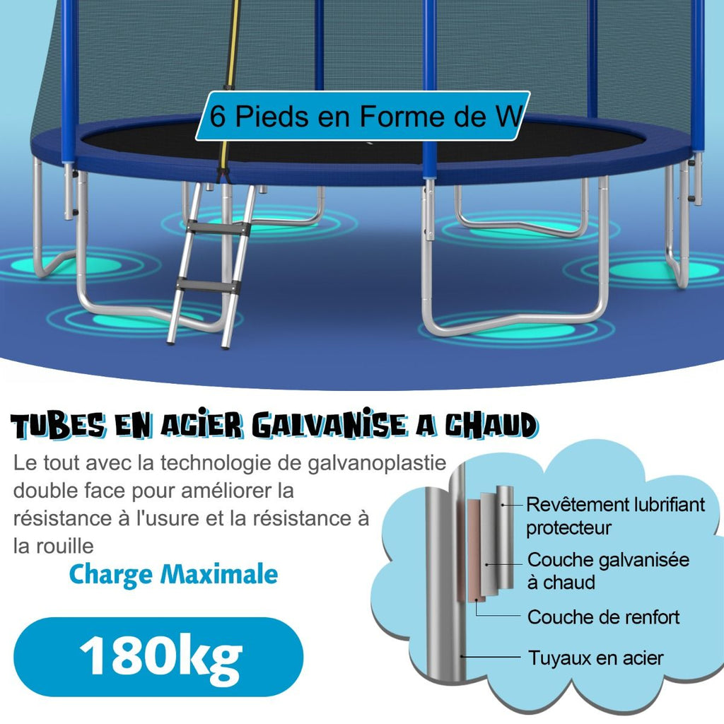 Trampoline d'Extérieur ?366 cm Trampoline avec Panier de Basket Filet de Protection Trampoline pour Enfants et Adultes