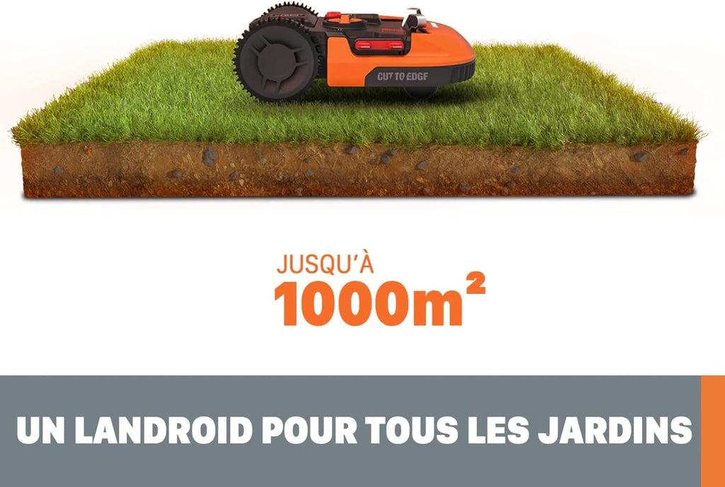 WORX LANDROID Vision WR206E.1, Robot Tondeuse sans Fil périphérique 600 m2 Surf.Max 700 m2, Installation en 30 Min, Caméra 4K + IA Adaptative, évite Tous Les Obstacles, Coupe des Bordures, Multizone