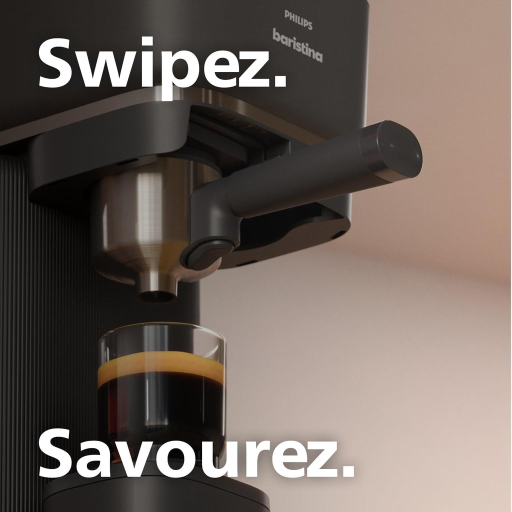 Philips Baristina Machine à expresso - Un véritable expresso, en toute simplicité - Compacte - 16 bars de pression - Broyeur intégré - Machine blanche avec porte-filtre blanc (BAR300/00)