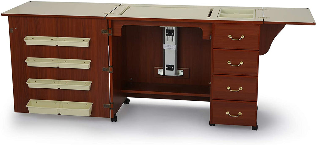 353 Cabinet à coudre Norma Jean pour couture robuste, coupe, matelassage et artisanat avec rangement et transport aérien, finition noire