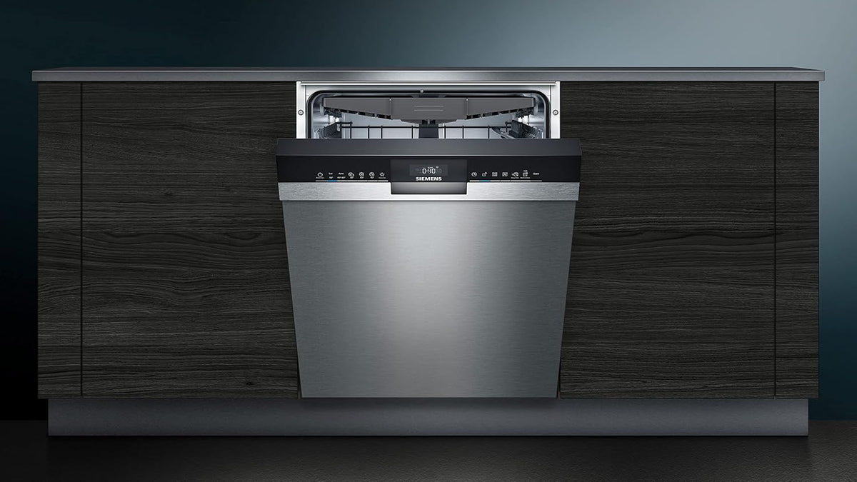 Siemens SN43ES14VE, iQ300 Lave-vaisselle intelligent, lave-vaisselle sous meuble avec tiroir à couverts, 60 cm, ouverture automatique de la porte grace à AutoOpen dry, particulièrement silencieux avec