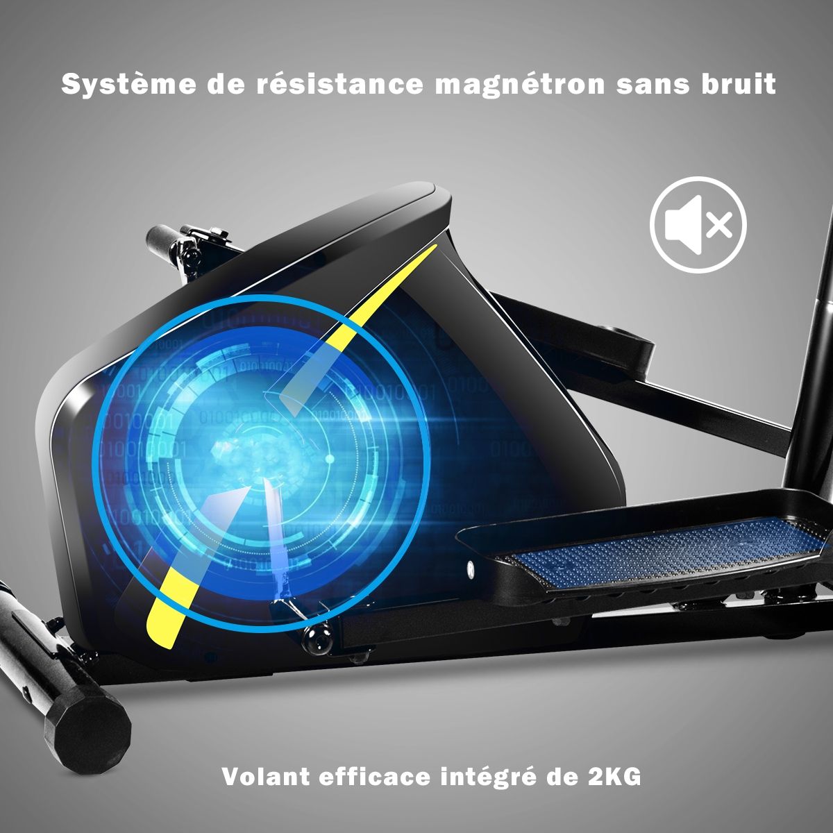 Vélo Elliptique avec 8 Niveaux de Résistance-Masse d'Inertie 2 kg Pouls à la Main Affichage LCD