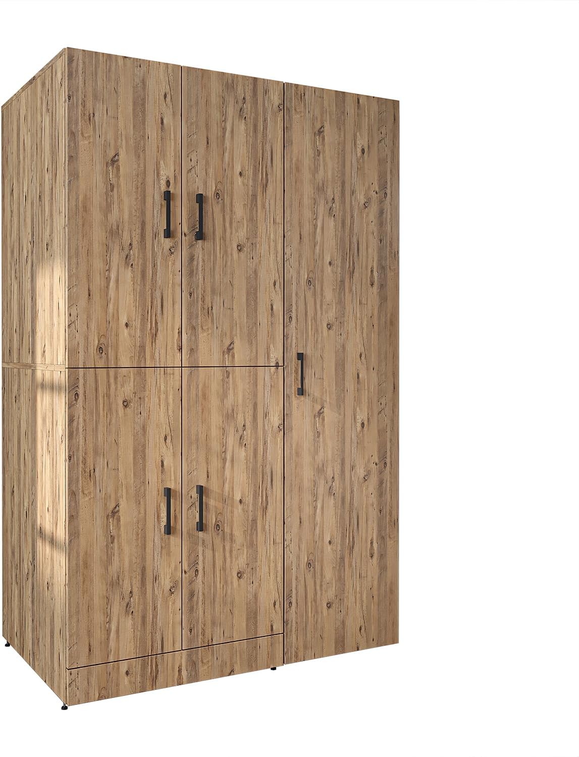 ROOMART Dora - Armoire de machine à laver - Pour sèche-linge et machine à laver - En 4 couleurs - Avec portes et panneau coulissant - Blanc - Chêne blanc - Chêne anthracite - Chêne blanc (chêne blanc)