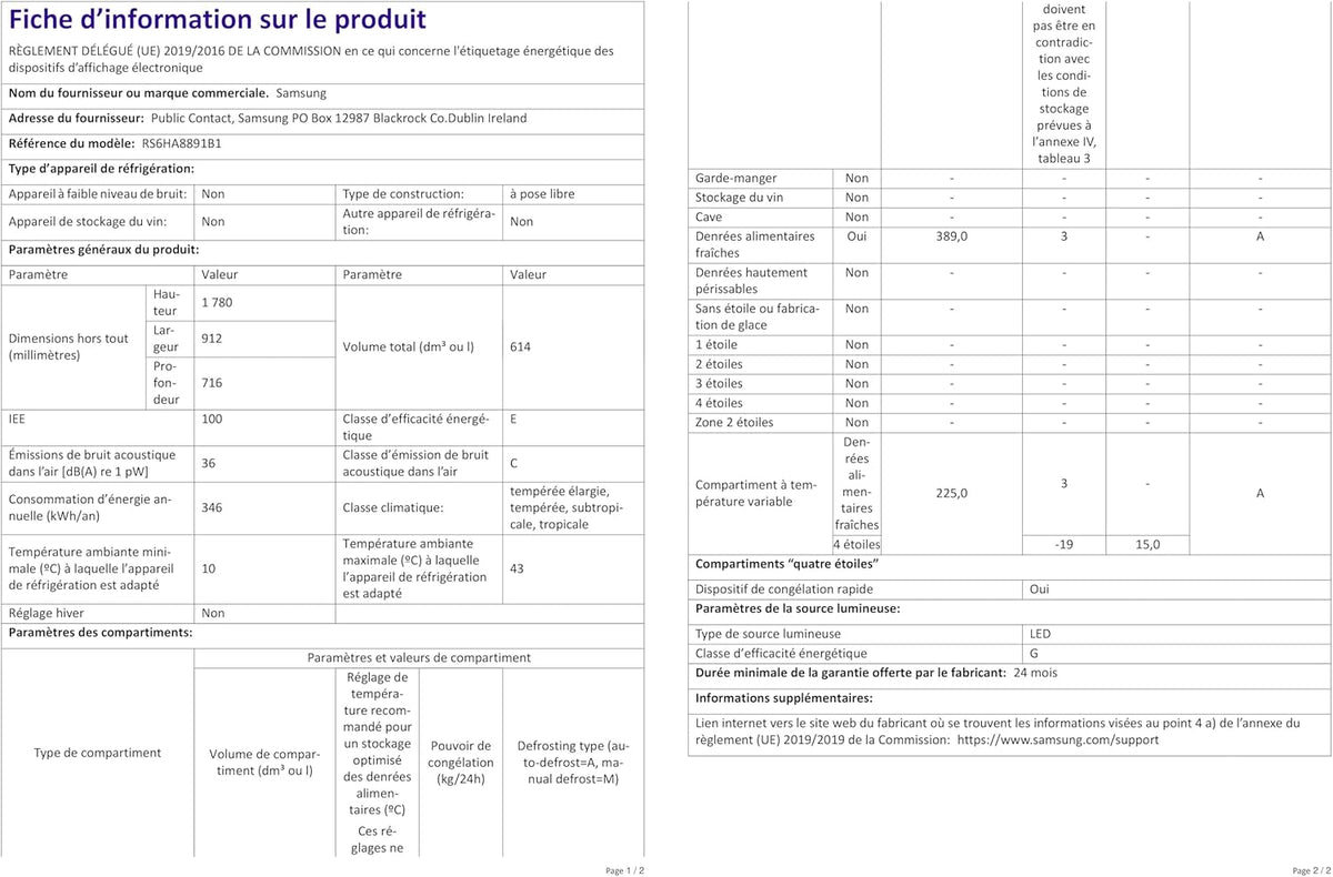 Samsung RS6HA8891B1/EG Side by Side premium noir