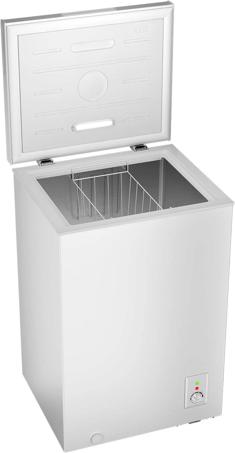 Congélateur coffre CHiQ 142L, 63,5 x 55,6 x 83,5cm, Congélateur Inverter, Affichage de la température extérieure, Mode de congélation rapide -32°C, Grille métallique,Faible bruit