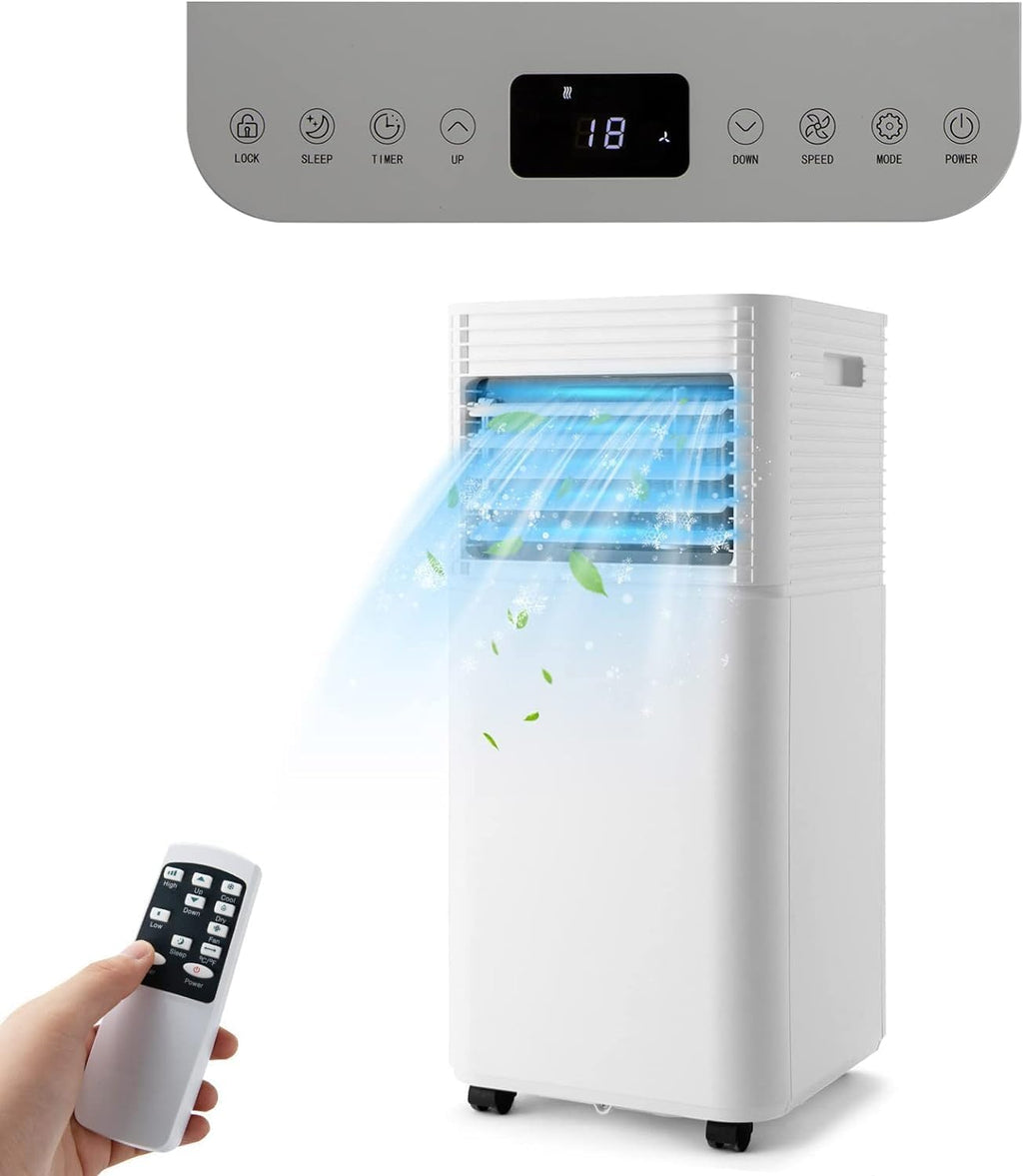 GOPLUS Climatiseur Mobile 9000BTU 2,6kW, Climatiseur 4 en 1 Fonction de Refroidissement, Déshumidification, Ventilation, Mode Nuit, Minuterie 24H, Contr?le Télécommande/écran, 20©O, Noir, R290