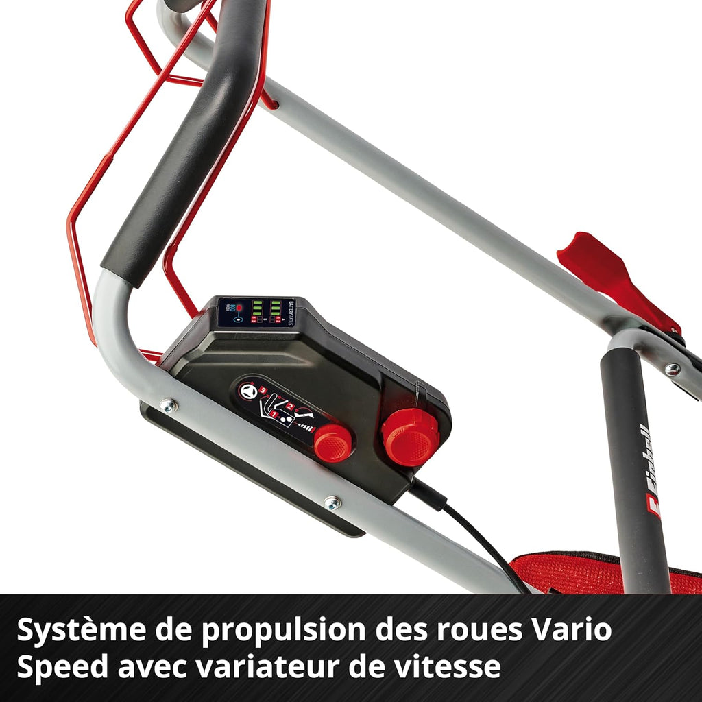 Einhell Professional Tondeuse à gazon sans fil GP-CM 36/47 S HW Li Power X-Change (36V, 47 cm largeur de coupe, autotractée, moteur sans charbon) Livré avec 4 Batteries 4,0Ah et 2 Chargeurs Doubles