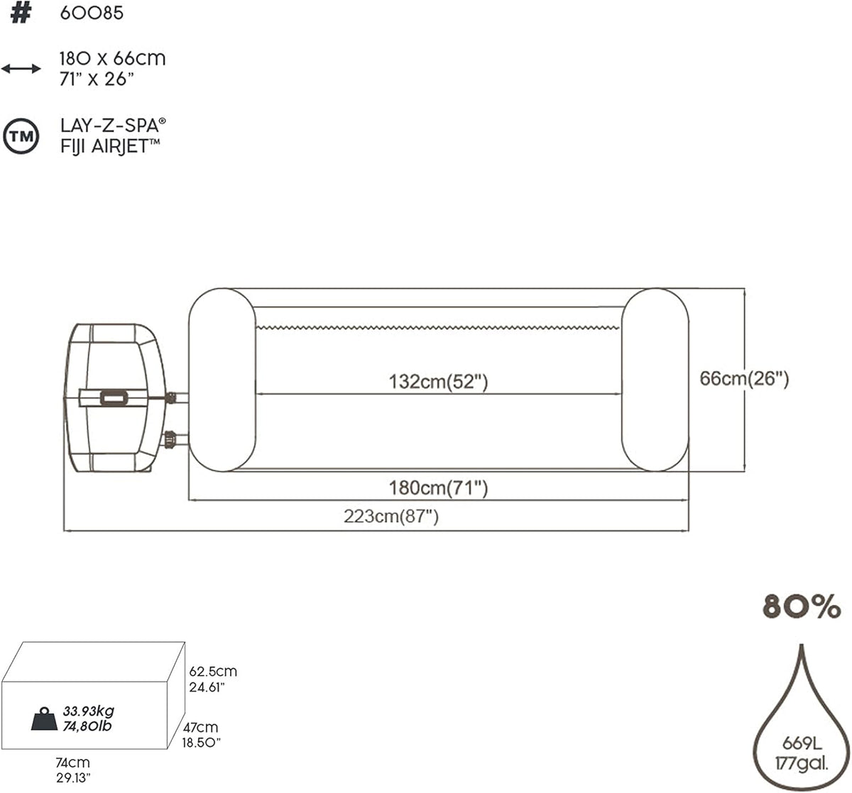 Spa gonflable rond BESTWAY Lay-Z-Spa? Miami Airjet? 2 - 4 personnes