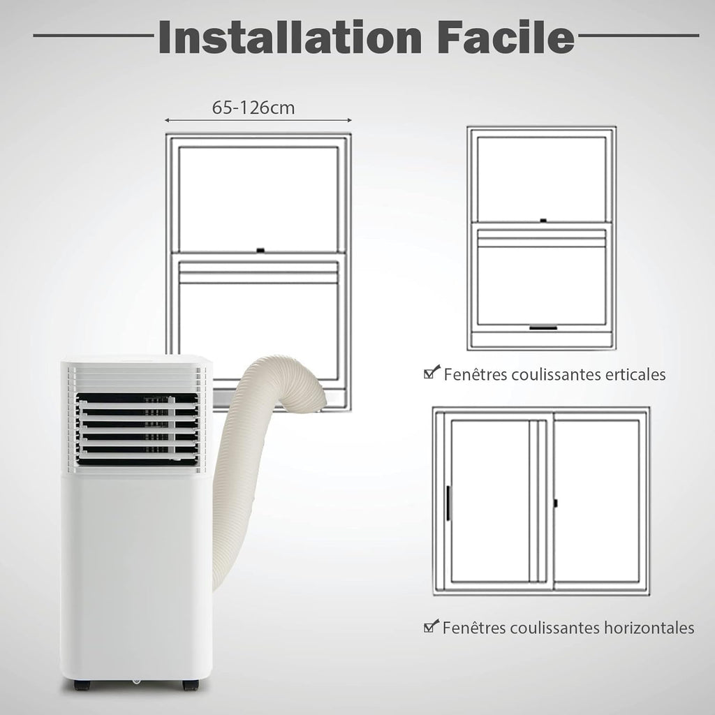GOPLUS Climatiseur Mobile 9000BTU 2,6kW, Climatiseur 4 en 1 Fonction de Refroidissement, Déshumidification, Ventilation, Mode Nuit, Minuterie 24H, Contr?le Télécommande/écran, 20©O, Noir, R290
