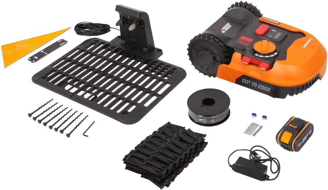 WORX LANDROID Vision WR206E.1, Robot Tondeuse sans Fil périphérique 600 m2 Surf.Max 700 m2, Installation en 30 Min, Caméra 4K + IA Adaptative, évite Tous Les Obstacles, Coupe des Bordures, Multizone