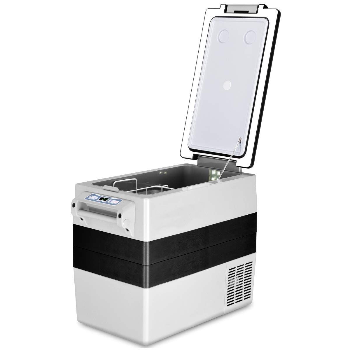 Réfrigérateur 52l de Voiture -20°C/+10°C Mini Réfrigérateur Portable Ecran Lcd Adaptateur 69x34,5x52,5cm Noir+Gris