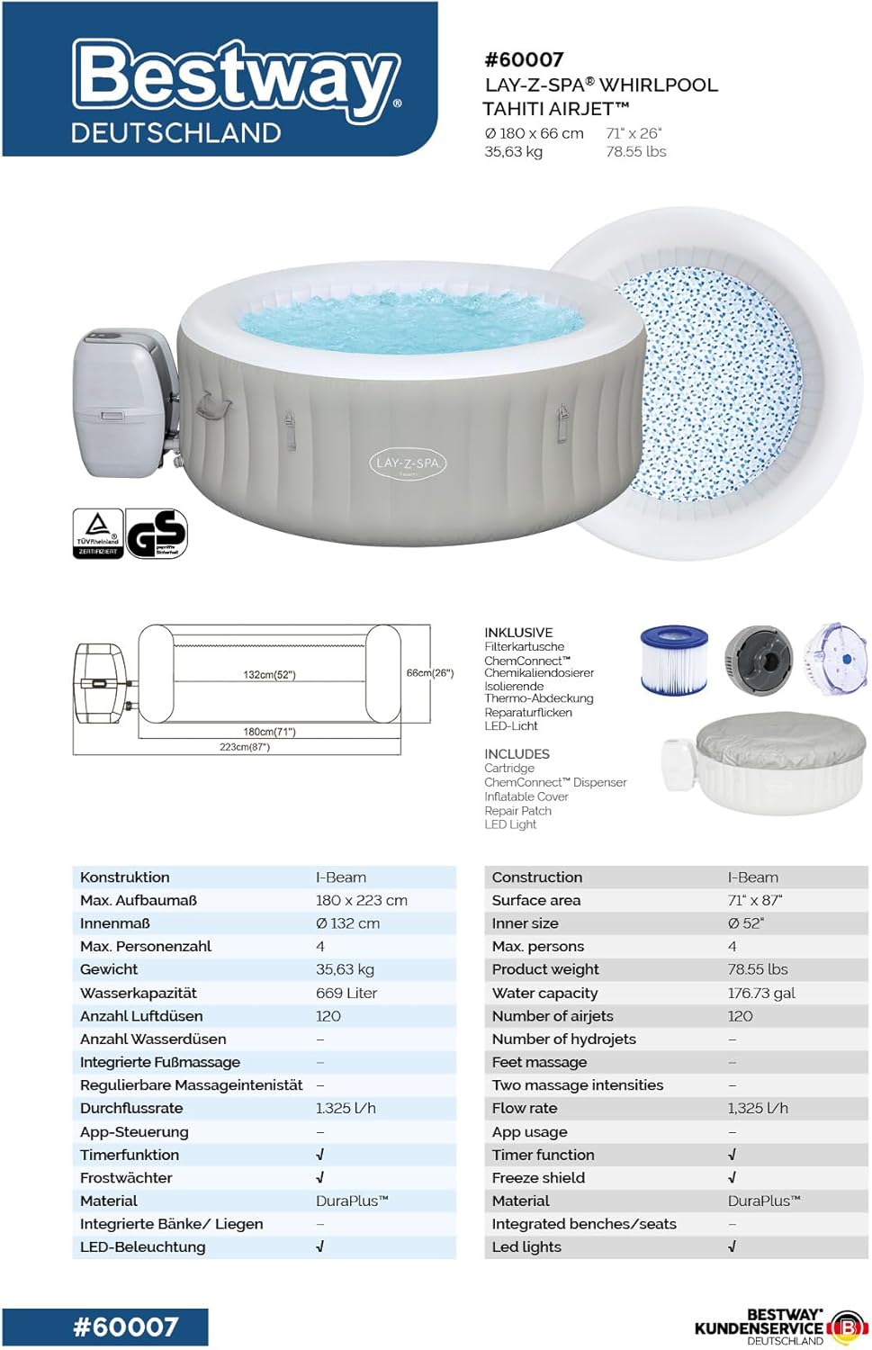 Spa gonflable rond BESTWAY Lay-Z-Spa? Miami Airjet? 2 - 4 personnes